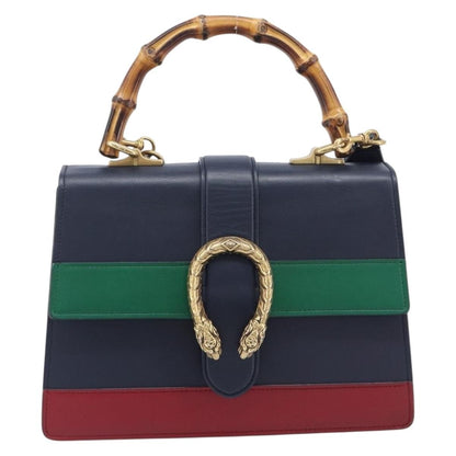 Gucci Dionysus Bamboo Top Handle Leather, Navy, Leather, Handbag