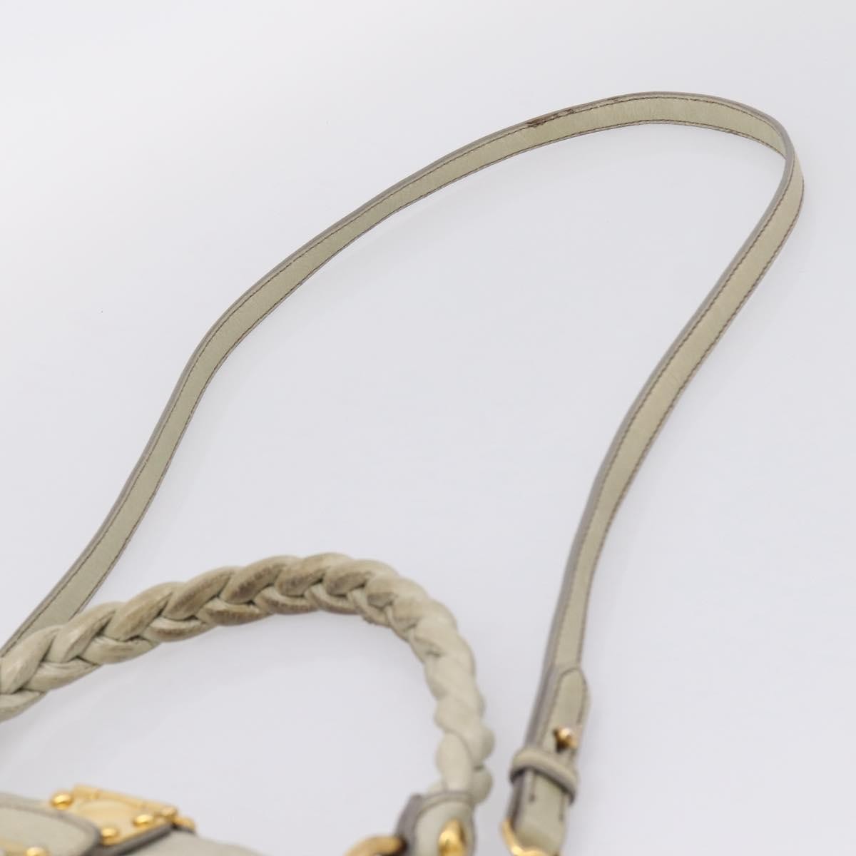 Miu Miu Beau Top Handle Leather, Beige, Leather, Handbag