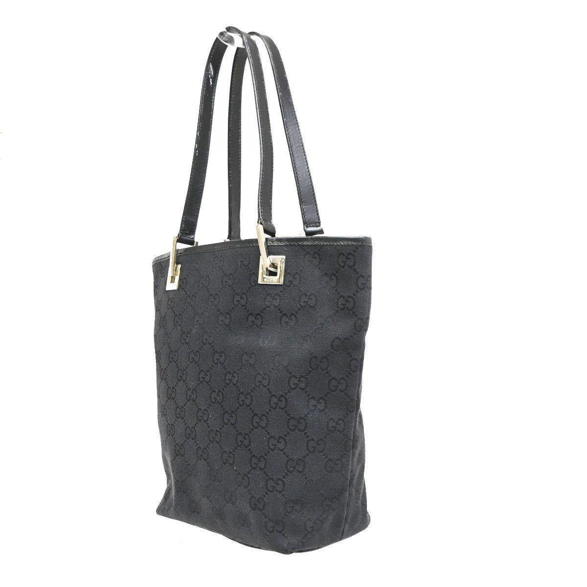 Gucci Vintage Bucket Shopping GG Canvas, Black, Canvas, Tote Bag