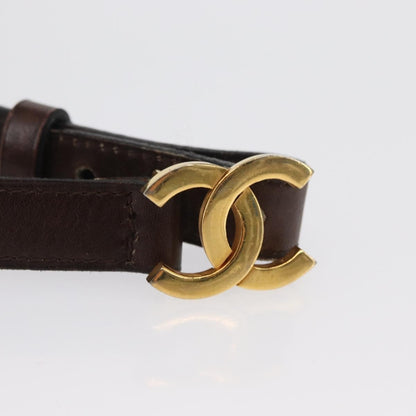 Chanel Vintage Double CC Leather, Brown, Leather, Belt
