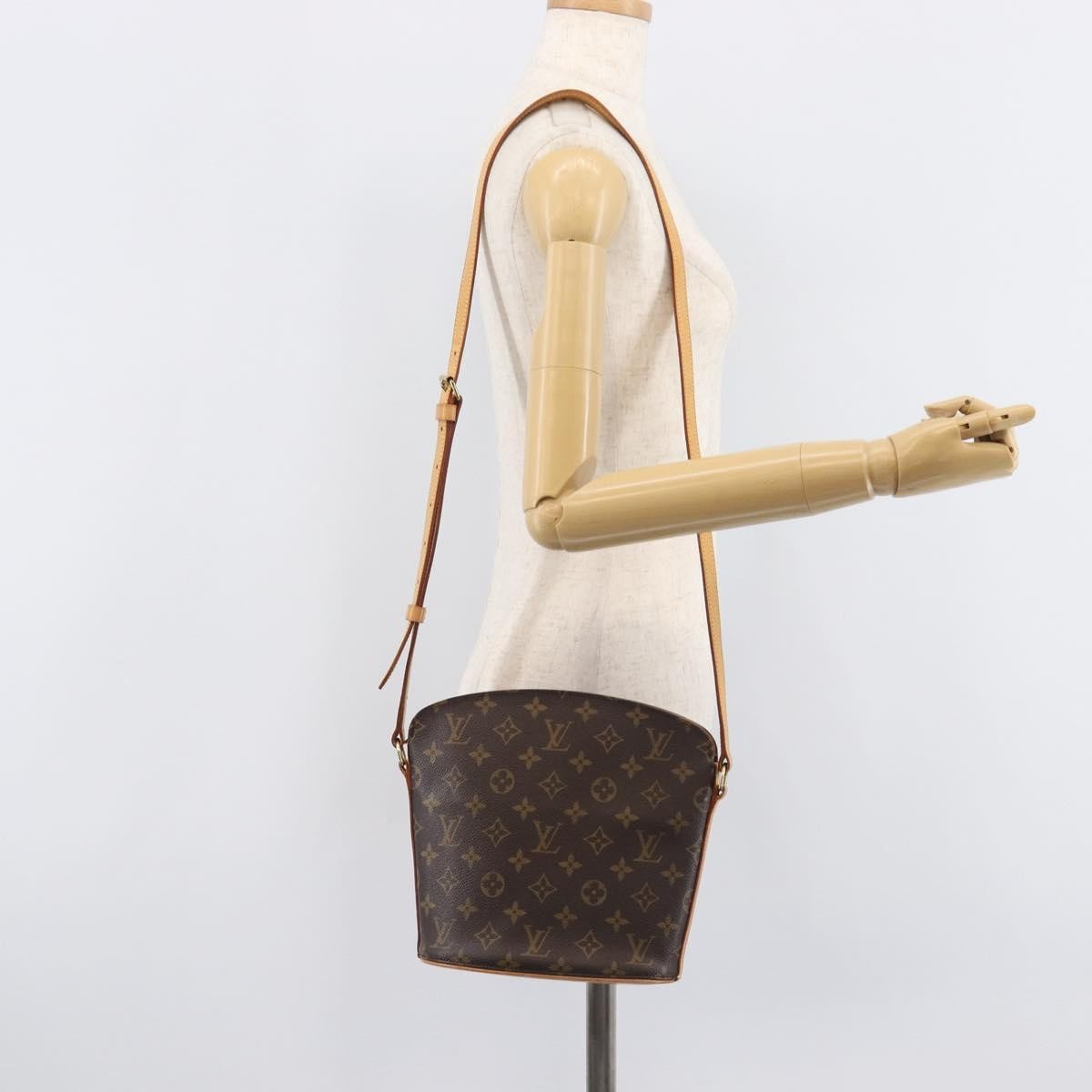 Louis Vuitton Drouot Monogram Canvas, Brown, Canvas, Shoulder Bag