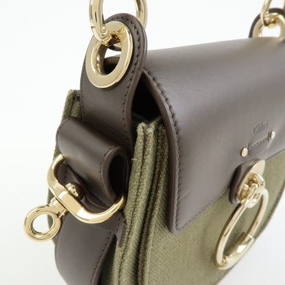 Chloe Tess Canvas with Leather, Green, Canvas, Handbag