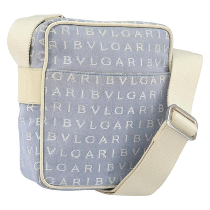 Bvlgari Logomania Canvas with Leather, Blue, Canvas, Shoulder Bag
