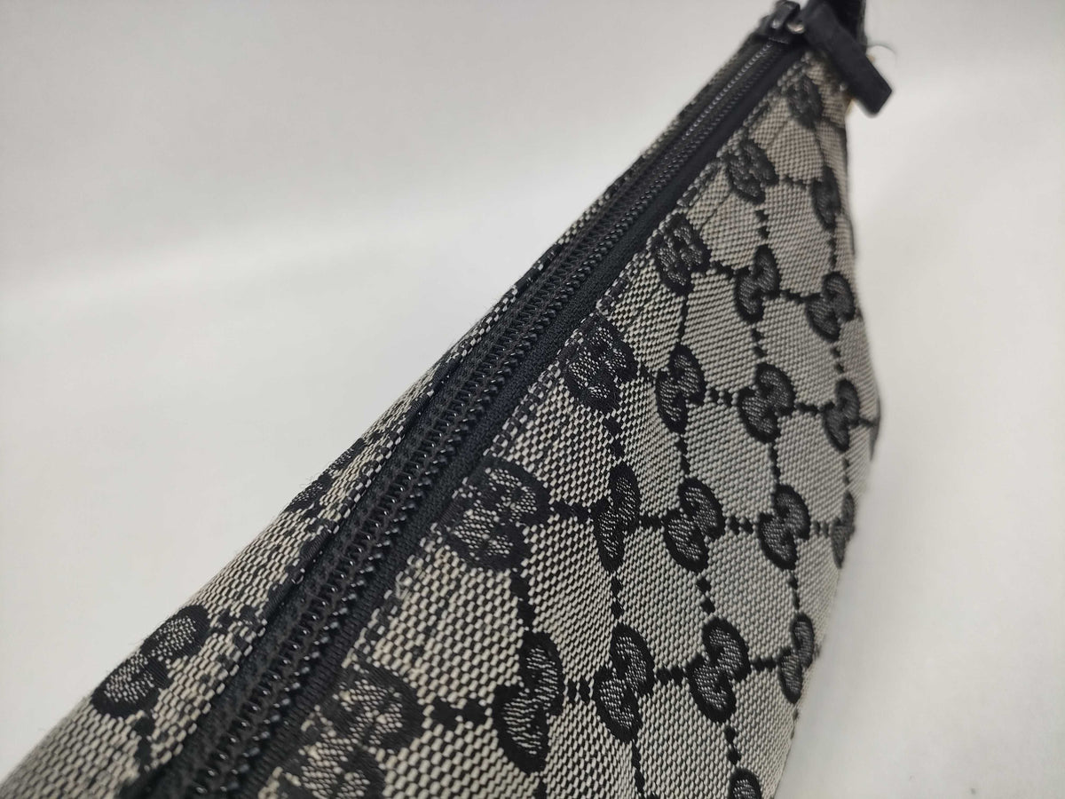 Gucci Boat Pochette GG Canvas and leather, Gray, Canvas, Clutch