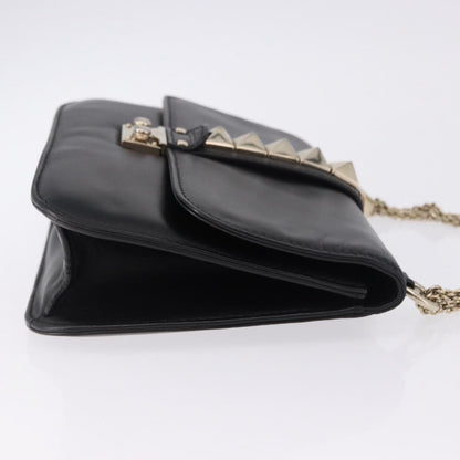 Valentino Garavani Glam Lock Leather, Black, Leather, Shoulder Bag
