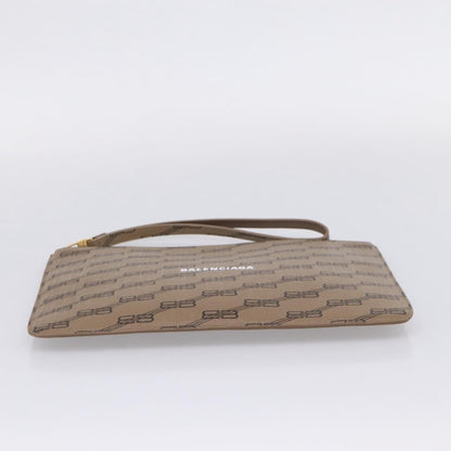 Balenciaga Signature Pouch Monogram PVC Leather, Beige, PVC, Clutch