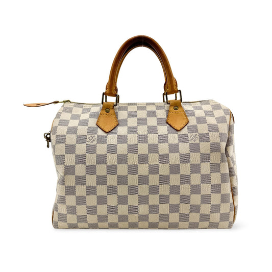 Louis Vuitton Speedy Bandouliere Damier, White, Canvas, Handbag