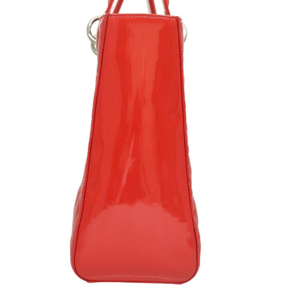 Christian Dior Vintage Lady Dior Patent Patent leather, "red + Silver", Patent Leather, Handbag