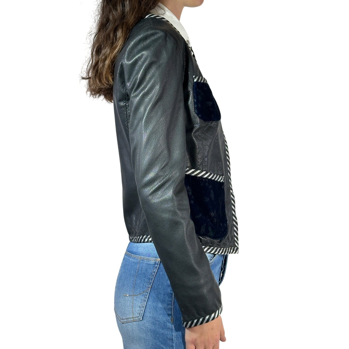 EMPORIO ARMANI Mixed Media Leather Jacket