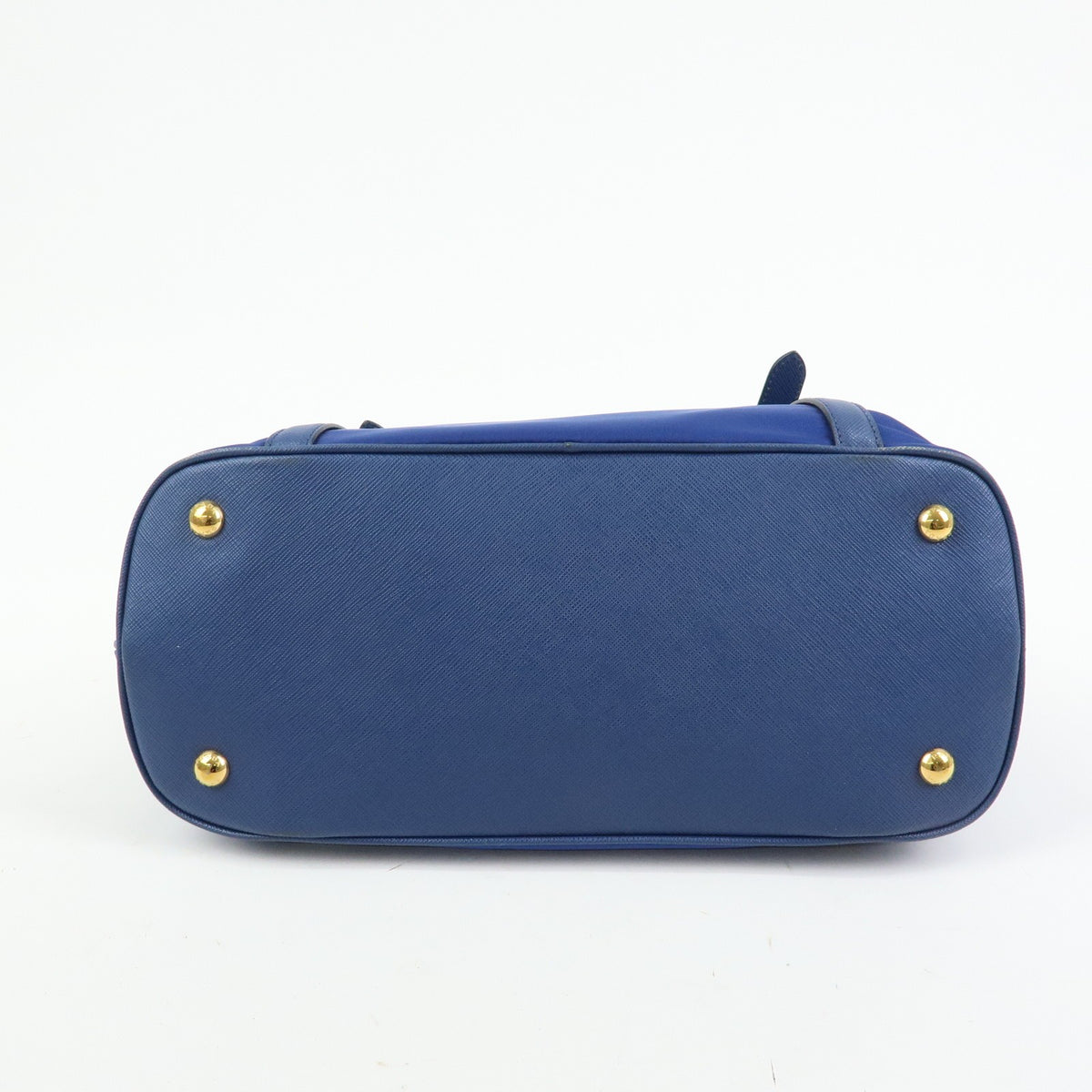 Prada Convertible Dome Satchel Tessuto with Saffiano Leather, Blue, Nylon, Handbag