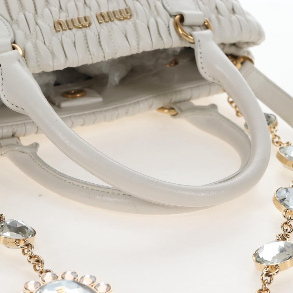 Miu Miu Crystal Convertible Matelasse Leather, White, Leather, Tote Bag