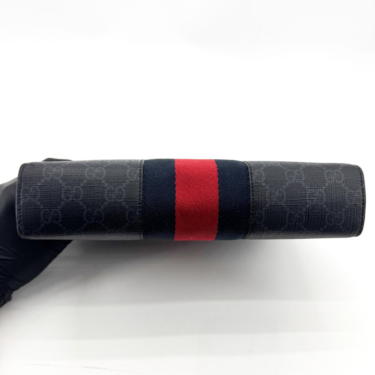 Gucci Web Zip Pouch GG Coated Canvas, Black, Canvas, Clutch