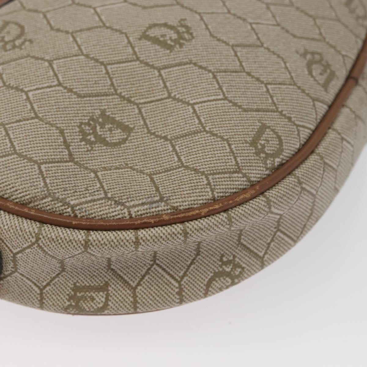 Christian Dior Vintage Honeycomb Canvas and Leather, Beige, Canvas, Shoulder Bag