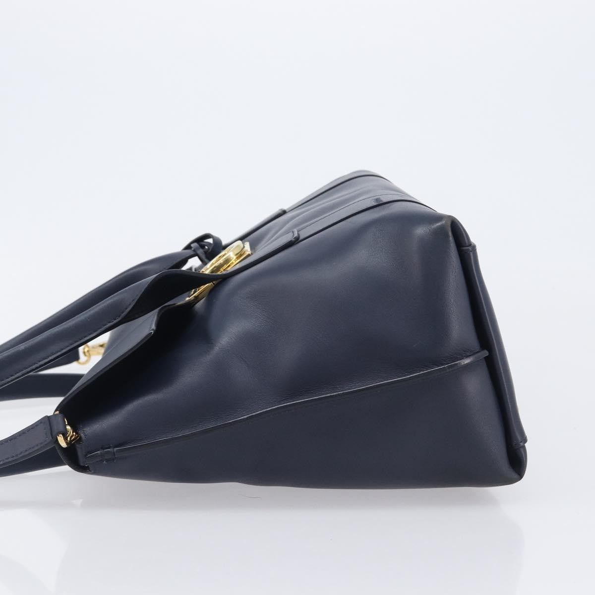 Salvatore Ferragamo Vintage Gancini Top Handle Leather, Navy, Leather, Handbag