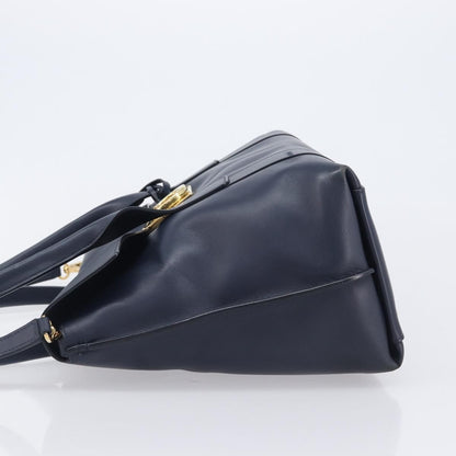 Salvatore Ferragamo Vintage Gancini Top Handle Leather, Navy, Leather, Handbag