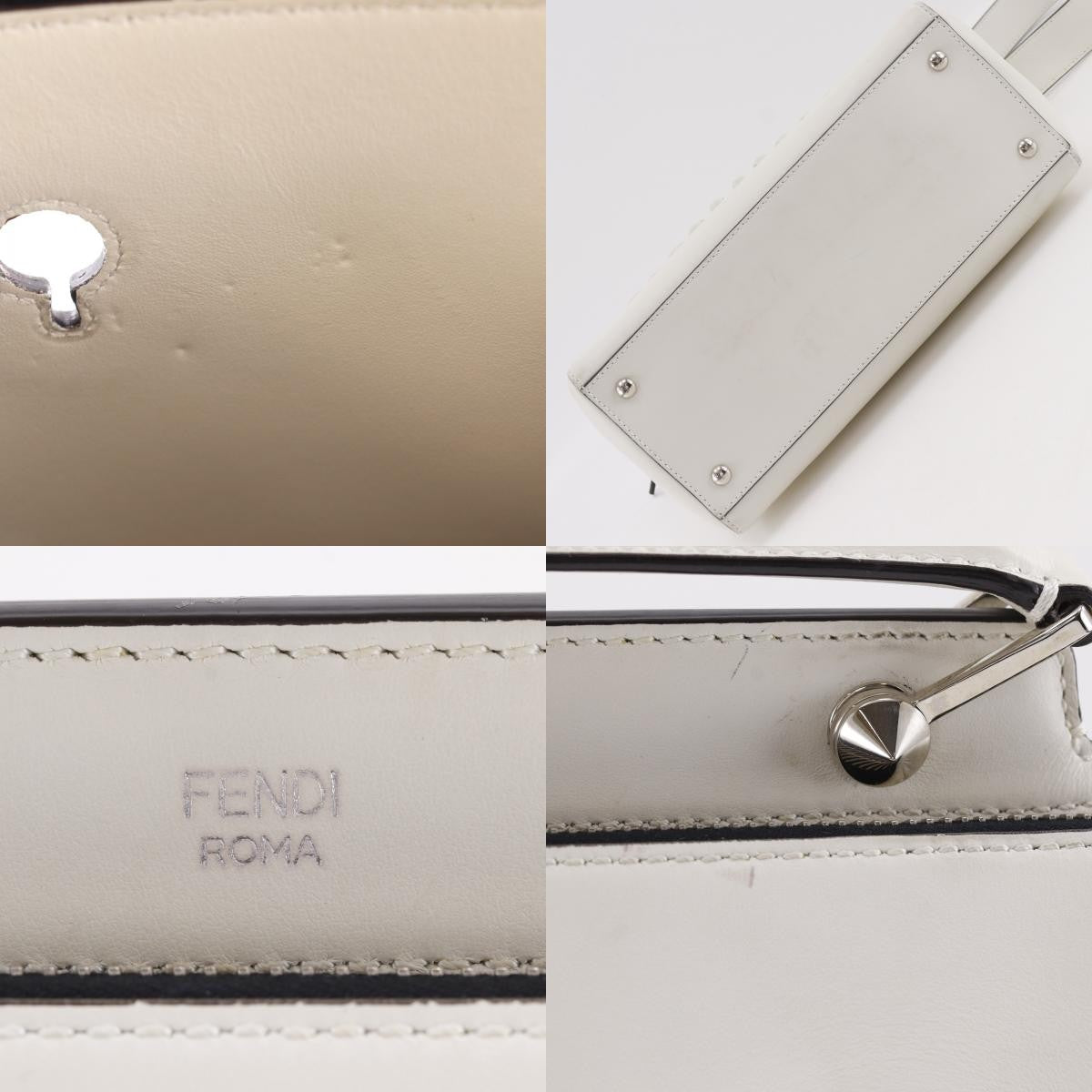 Fendi DotCom Convertible Satchel Whipstitch Leather, White, Leather, Handbag