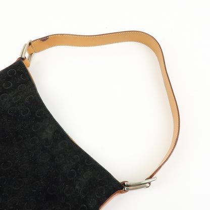 Celine C Macadam Shoulder Suede, Black, Suede, Handbag
