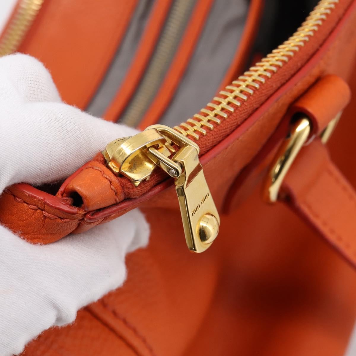 Miu Miu Caribou Convertible Tote Leather, Orange, Leather, Handbag