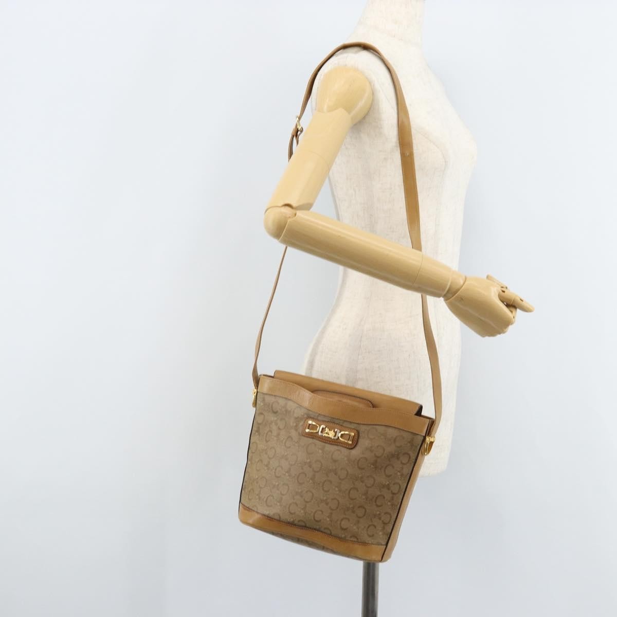 Celine C Sulky Canvas and Leather, Beige, Canvas, Shoulder Bag