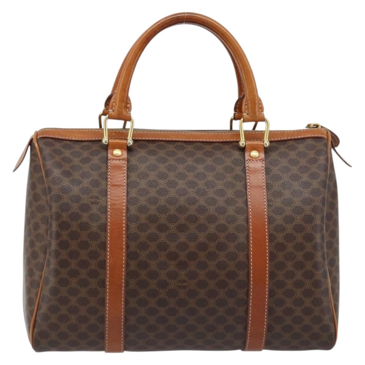 Celine Vintage Macadam Boston bag Canvas and Leather, BROWN, CANVAS, Handbag