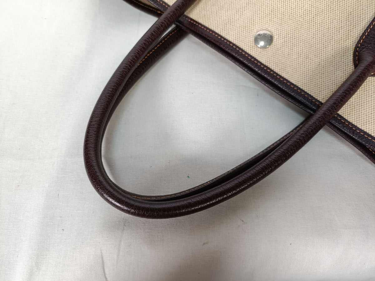 Hermes Garden Party Toile and Leather, Beige, Canvas, Tote Bag