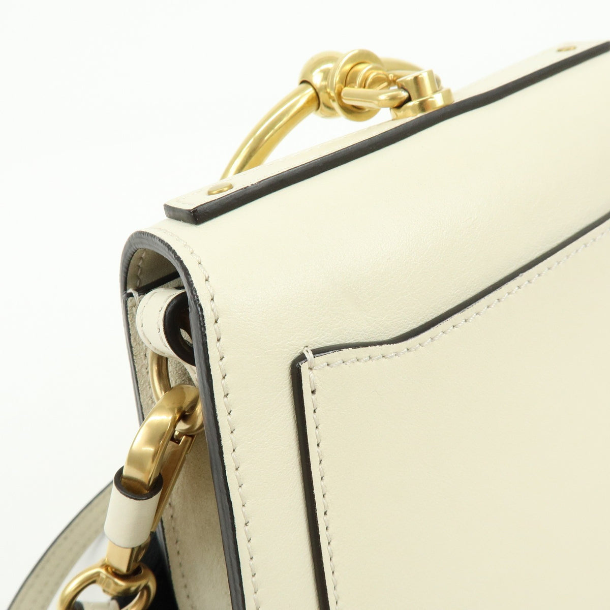 Chloe Nile Studded Suede and Leather, White, Leather, Crossbody Bag