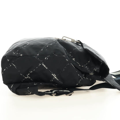 Chanel Travel Line Lock Printed Nylon, Black, Nylon, Backpack