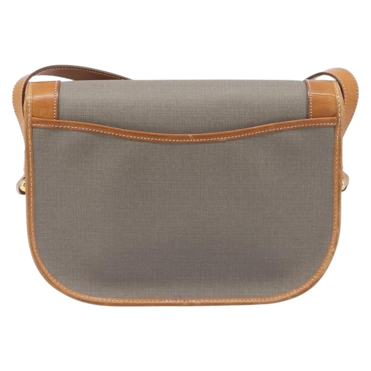 Christian Dior Vintage CD Logo Canvas and leather, Gray, Canvas, Shoulder Bag