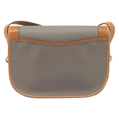 Christian Dior Vintage CD Logo Canvas and leather, Gray, Canvas, Shoulder Bag