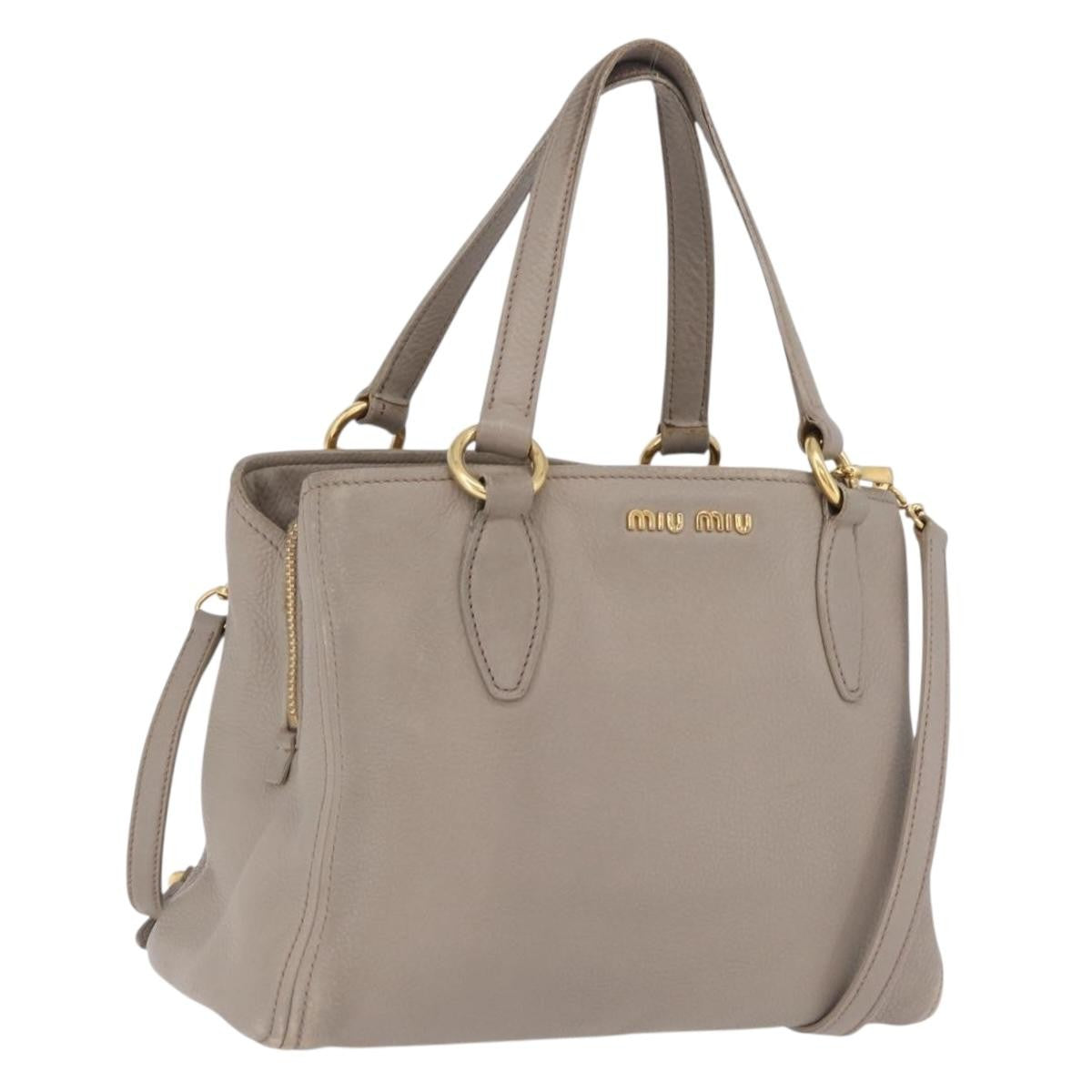 Miu Miu Madras Leather, Gray, Leather, Shoulder Bag