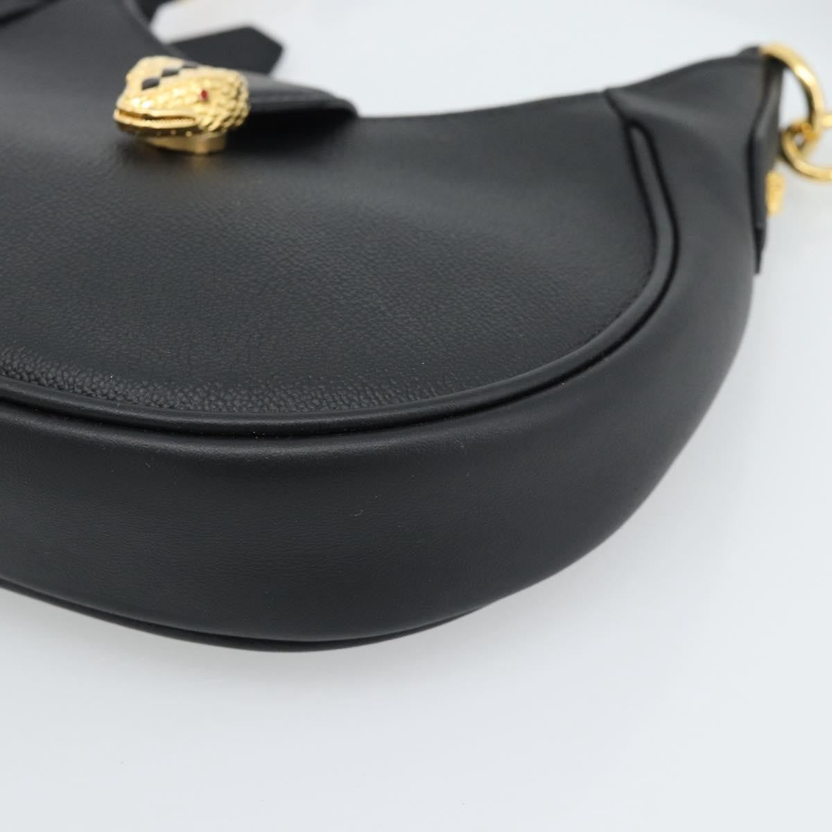 Bvlgari Serpenti Ellipse Leather, Black, Leather, Shoulder Bag