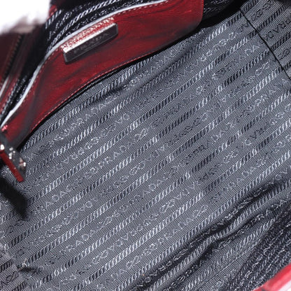 Prada Double Zip Lux Saffiano Leather, Red, Leather, Tote Bag