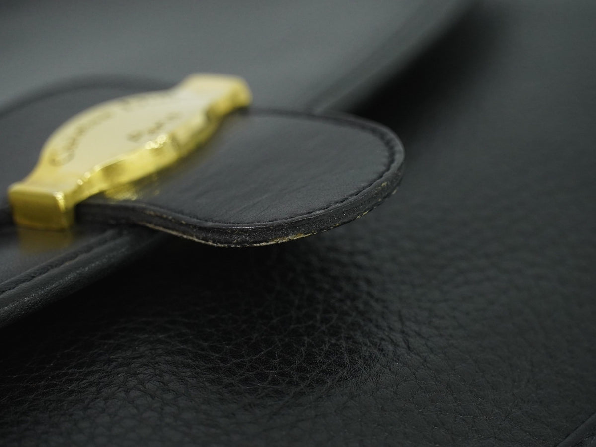 Christian Dior Shoulder Leather, Black, Leather, Shoulder Bag