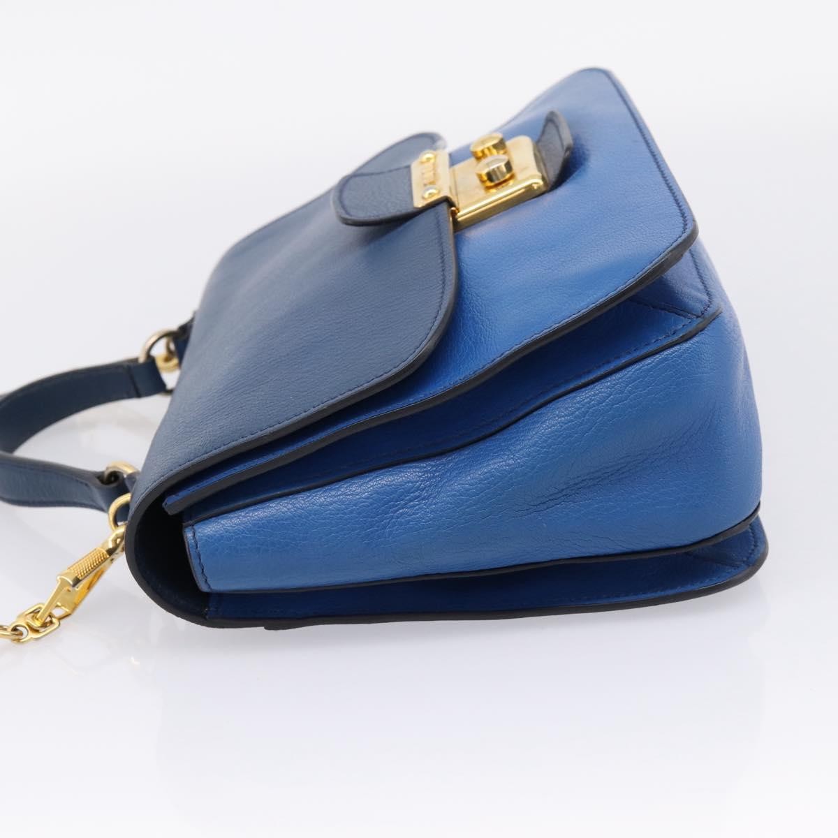 Miu Miu Madras Top Handle Leather, Navy, Leather, Handbag