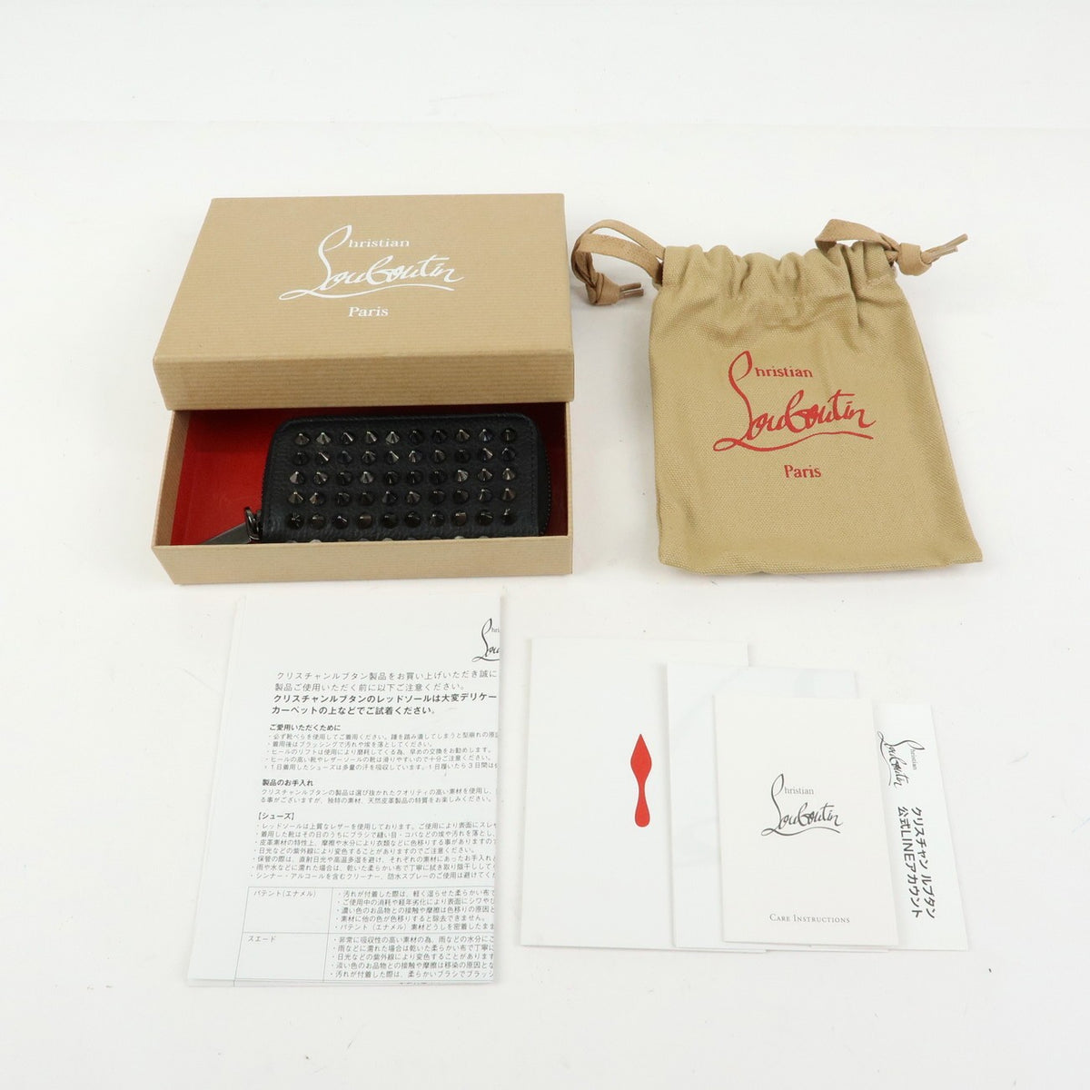 Christian Louboutin Panettone Coin Purse Spiked Leather, Black, Leather, Wallet