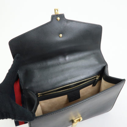 Gucci Sylvie Leather, Black, Leather, Shoulder Bag