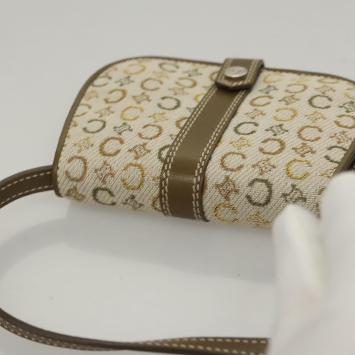 Celine Vintage Shoulder Bag Canvas, Khaki, Canvas, Shoulder Bag