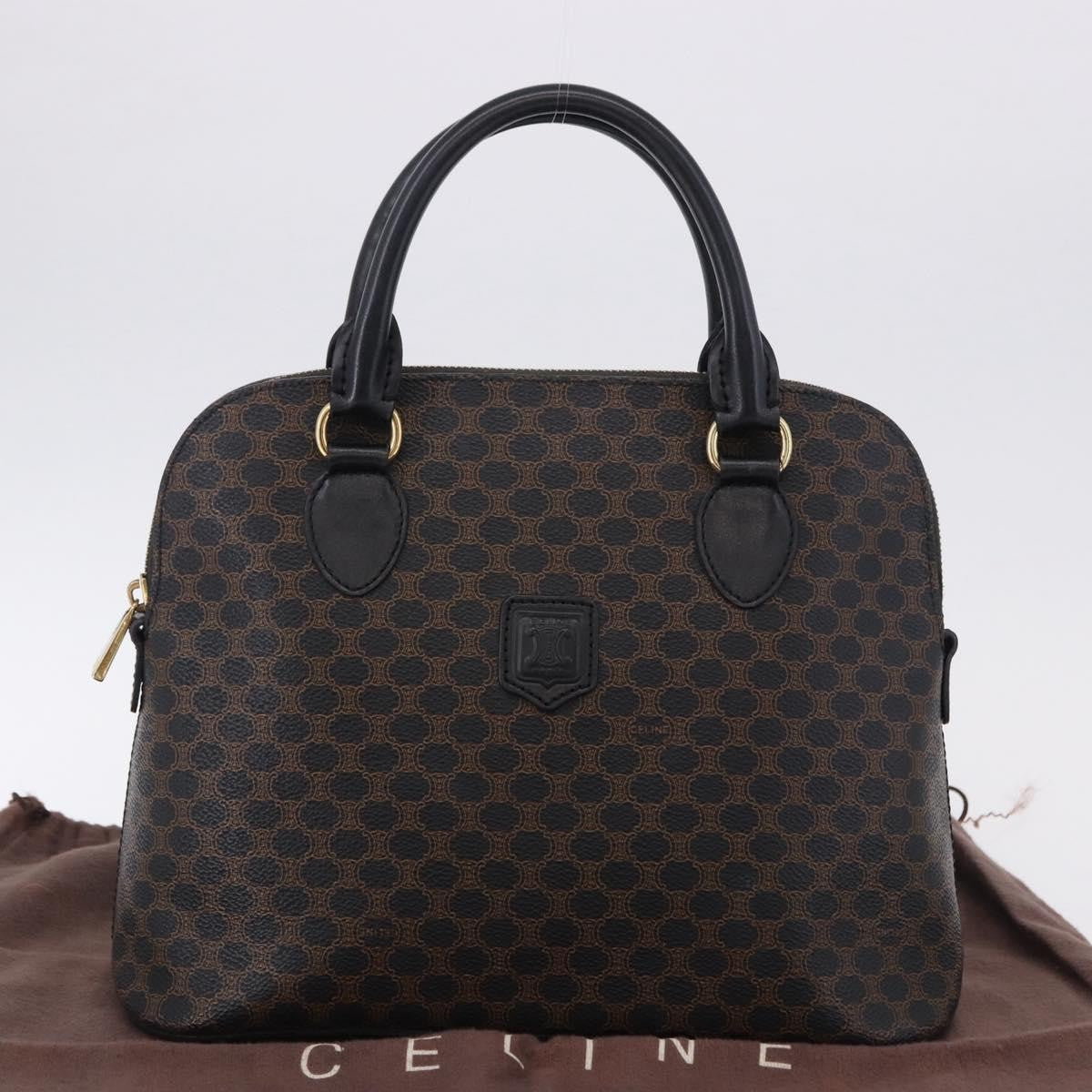 Celine Macadam Toile Triomphe, Black, Canvas, Handbag