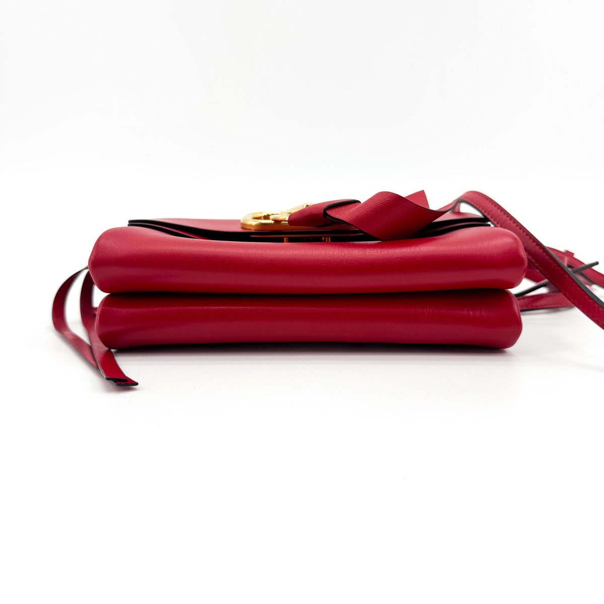 Valentino Garavani VRing Belt Leather, Red, Leather, Clutch