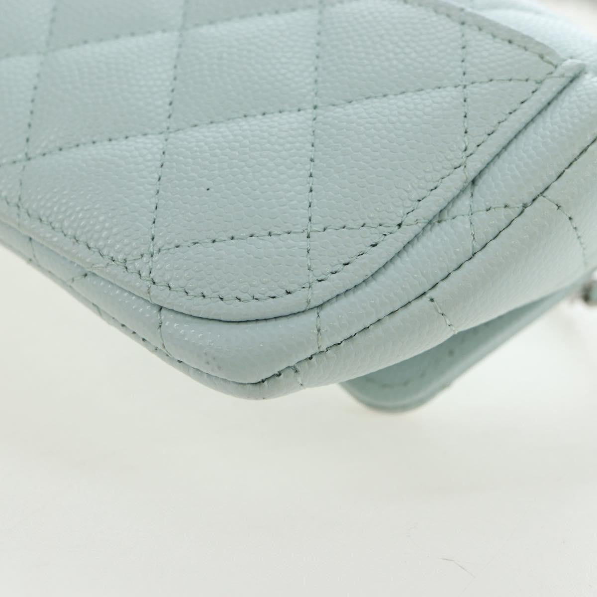 Chanel Classic Sunglasses Case with Chain Quilted Caviar, Blue, Calfskin, Clutch