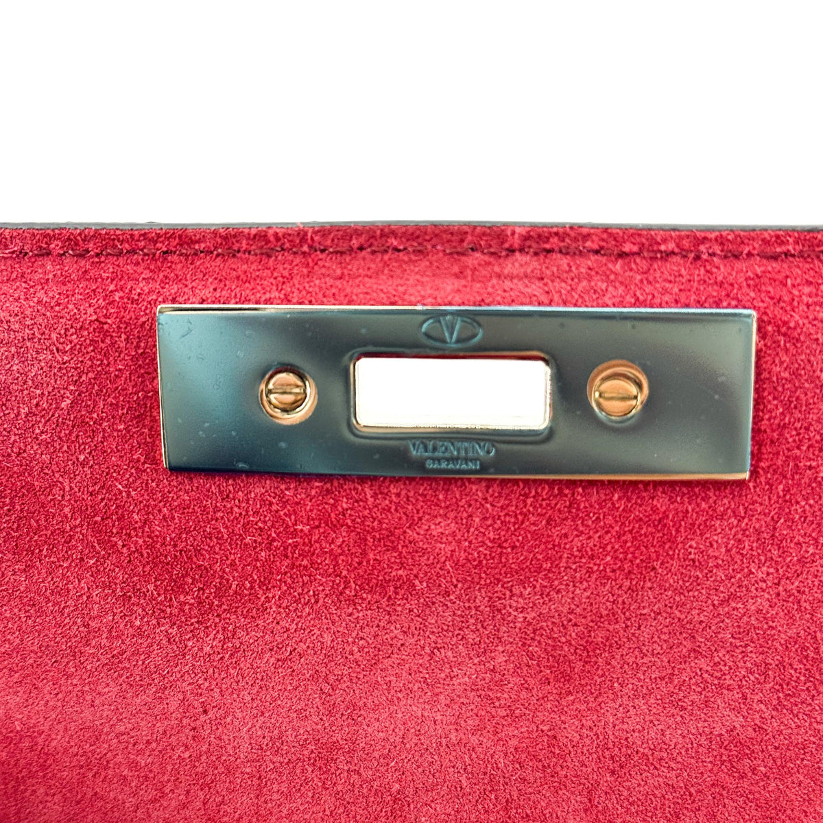 Valentino Garavani Demilune Clutch Studded Leather, Red, Leather, Clutch