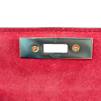 Valentino Garavani Demilune Clutch Studded Leather, Red, Leather, Clutch