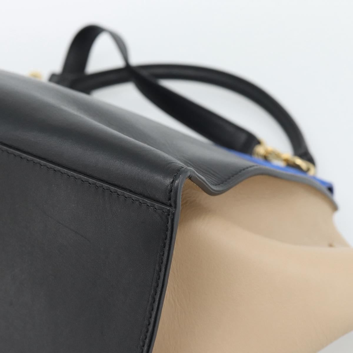 Celine Trapeze Leather with Suede, Blue, Leather, Handbag