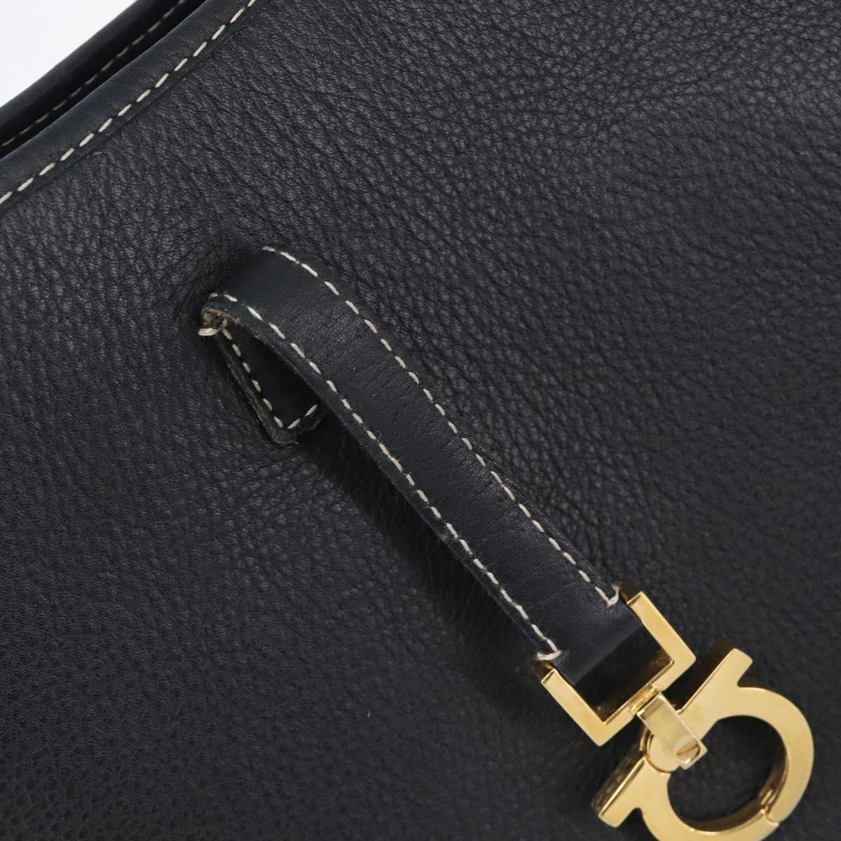Salvatore Ferragamo Gancini Leather, Black, Leather, Crossbody Bag
