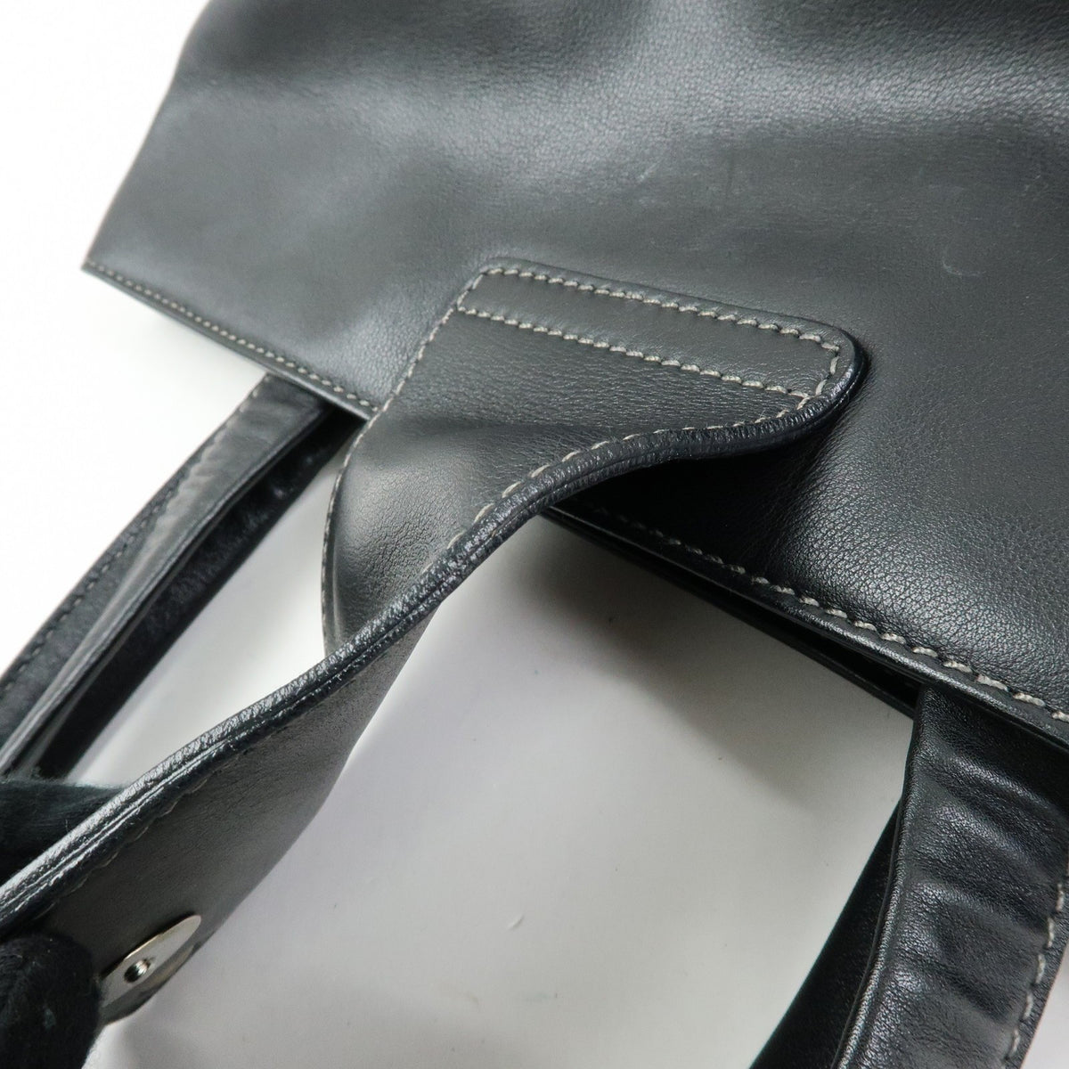 Bvlgari Tote Leather, Black, Leather, Tote Bag