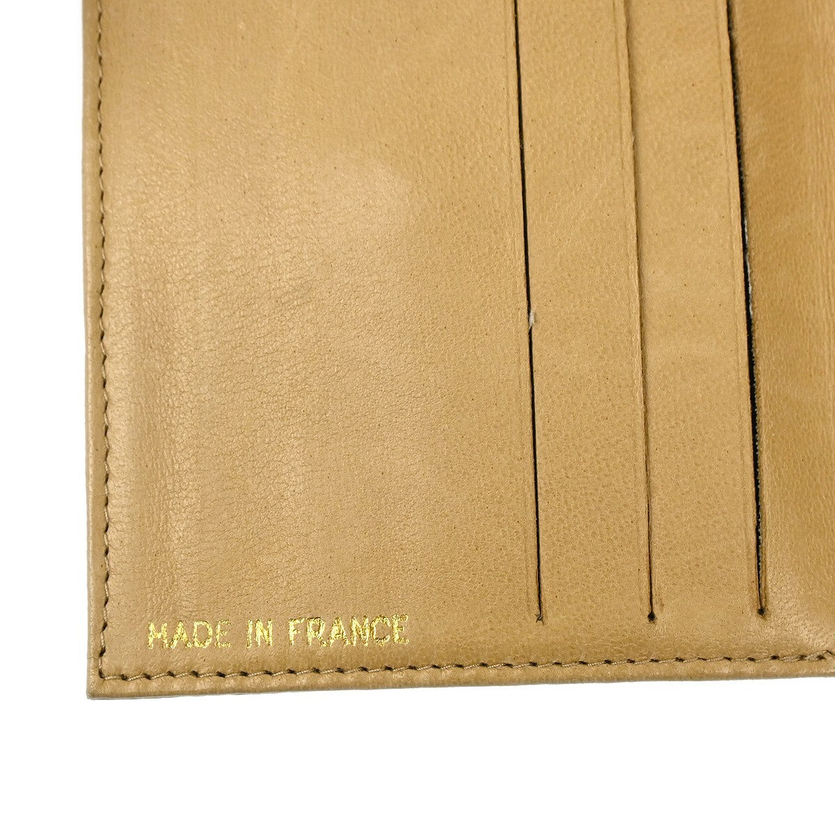 Chanel Vintage Timeless CC Bifold Caviar, Beige, Leather, Wallet