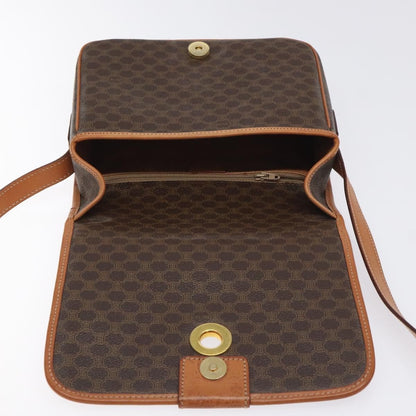 Celine Vintage Macadam Circle Logo Canvas and Leather, Brown, Canvas, Shoulder Bag