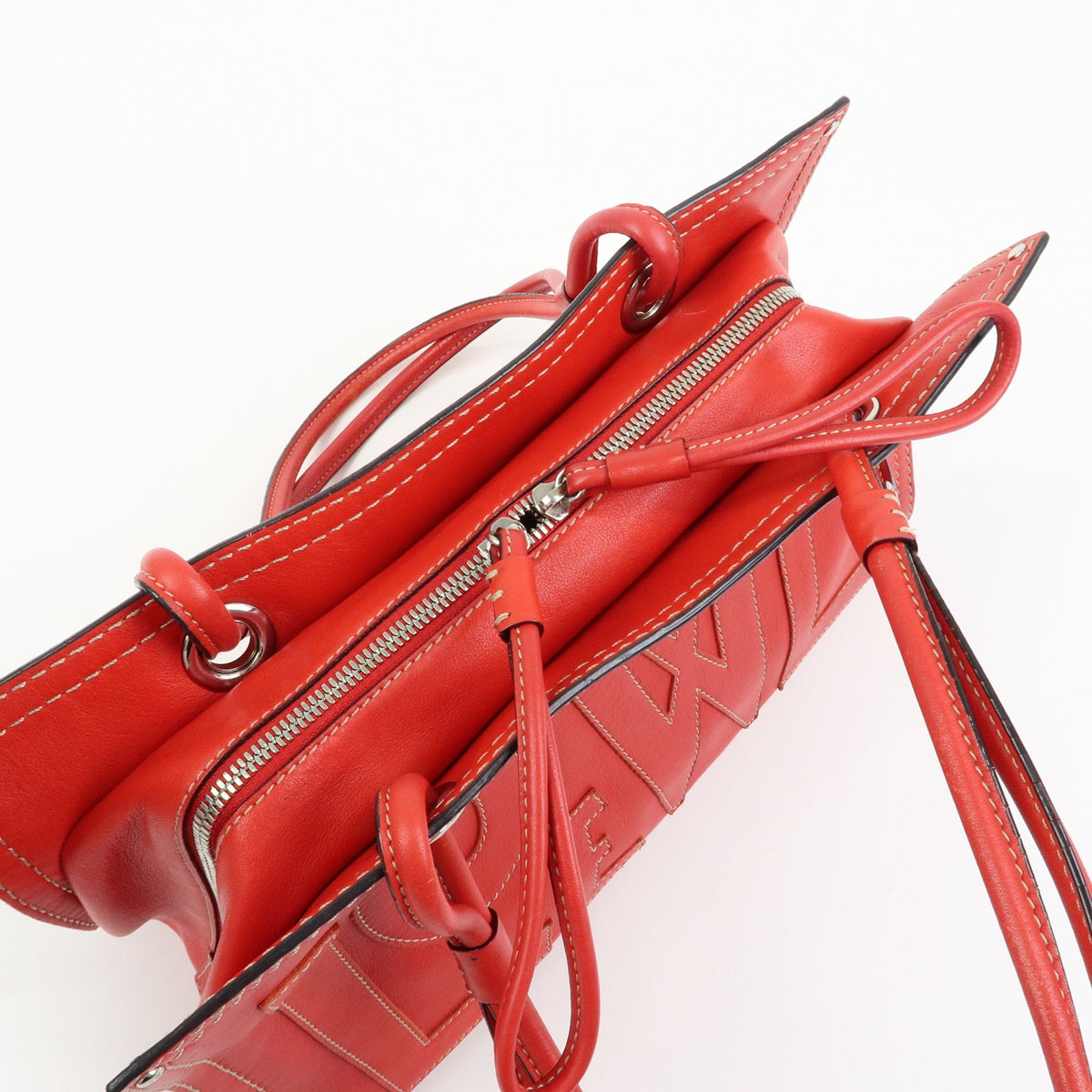 Loewe Anagram Leather, Red, Leather, Tote Bag