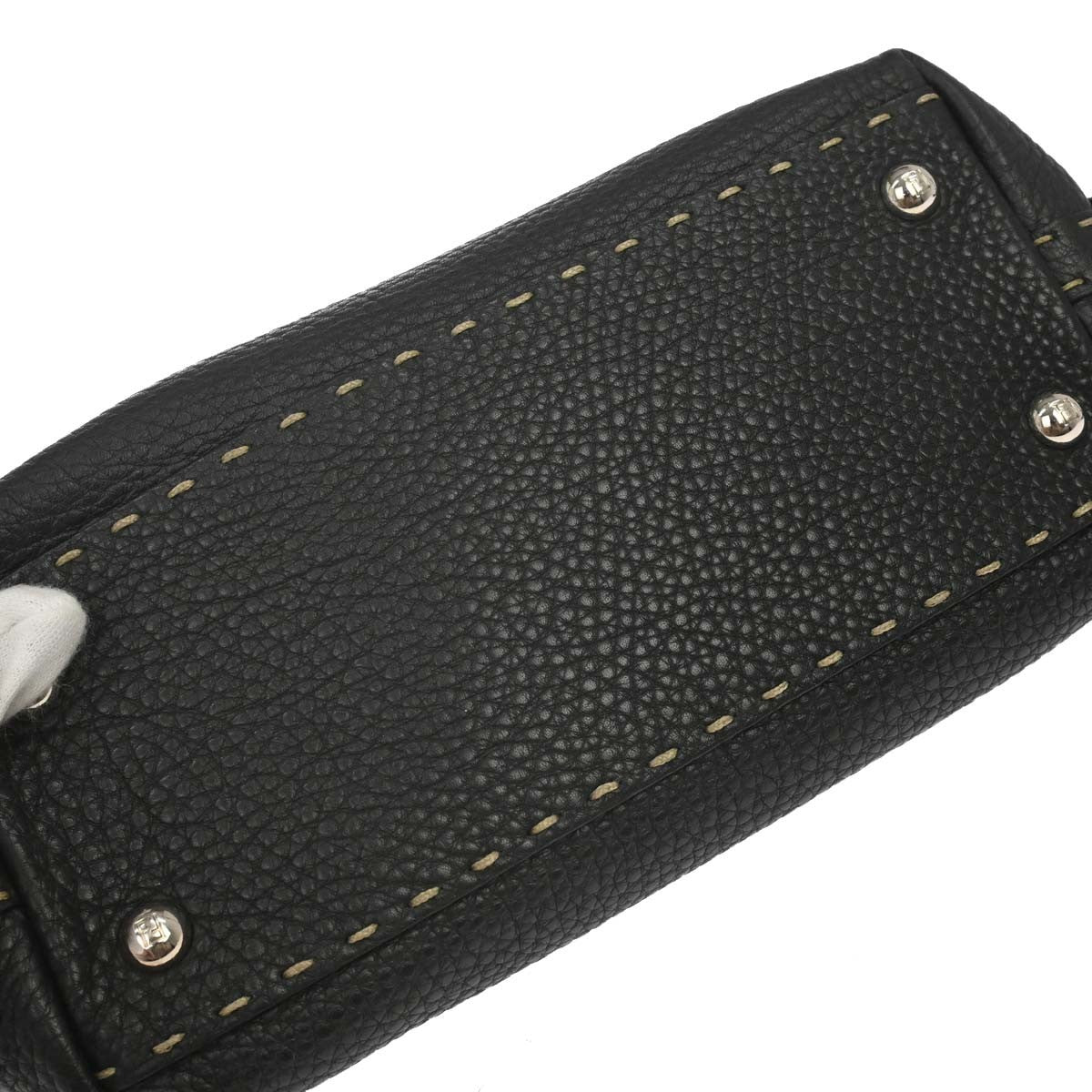 Fendi Selleria Frame Doctor Leather, Black, Leather, Handbag