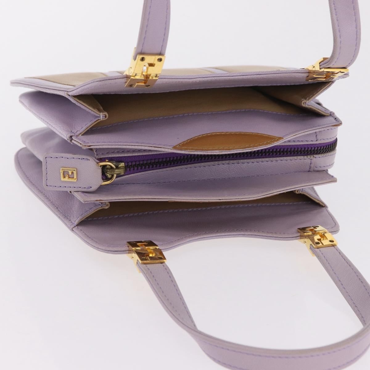 Fendi Handbag cuir, Purple, Leather, Handbag